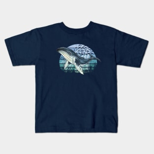 Retro Underwater Sealife Humpback Whale Kids T-Shirt